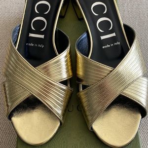 Gucci Gold Sandals, like new, size 36.5, can provide authentication if needed!